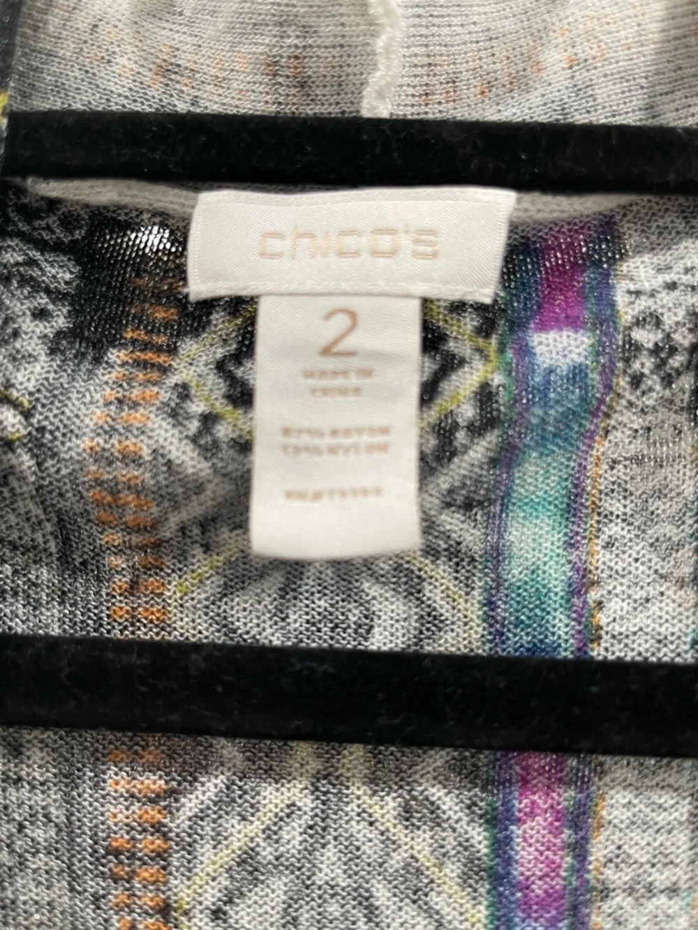 Chico's Black Knit Cardigan with Teal, Purple & Orange Accents - Picture 4 of 5